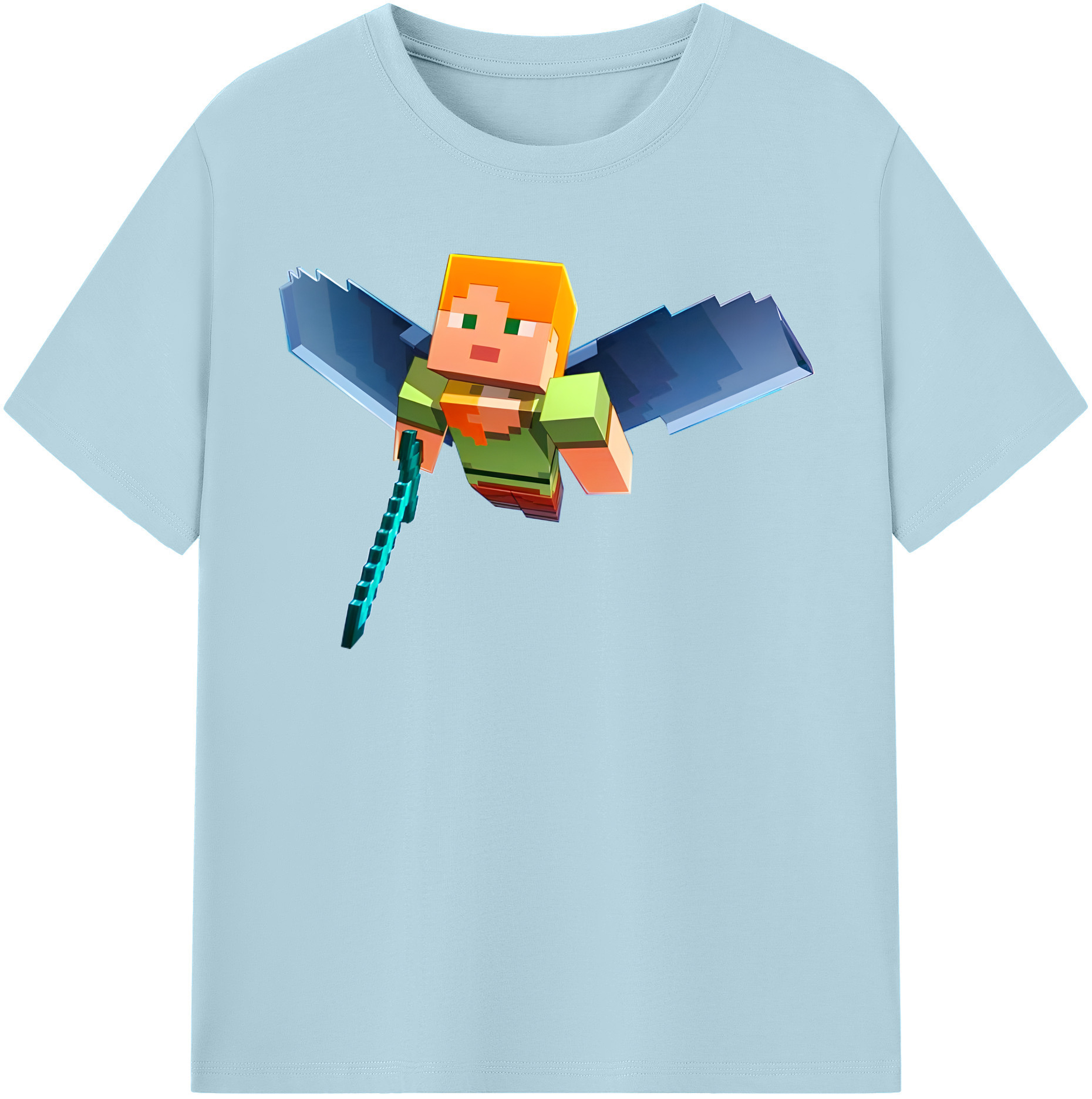 （画像用） マインクラフト ブロックの世界 Minecraft MC Block world 綿100％半袖Tシャツ（フロントプリント）